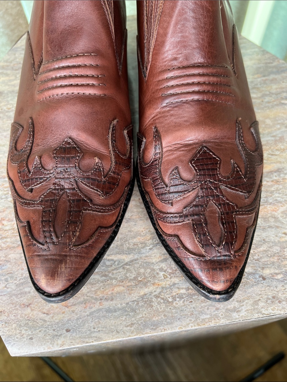 Hunt Club Vintage Brown Leather Western Slip-On Dress Shoes S-9M - Picture 9 of 9